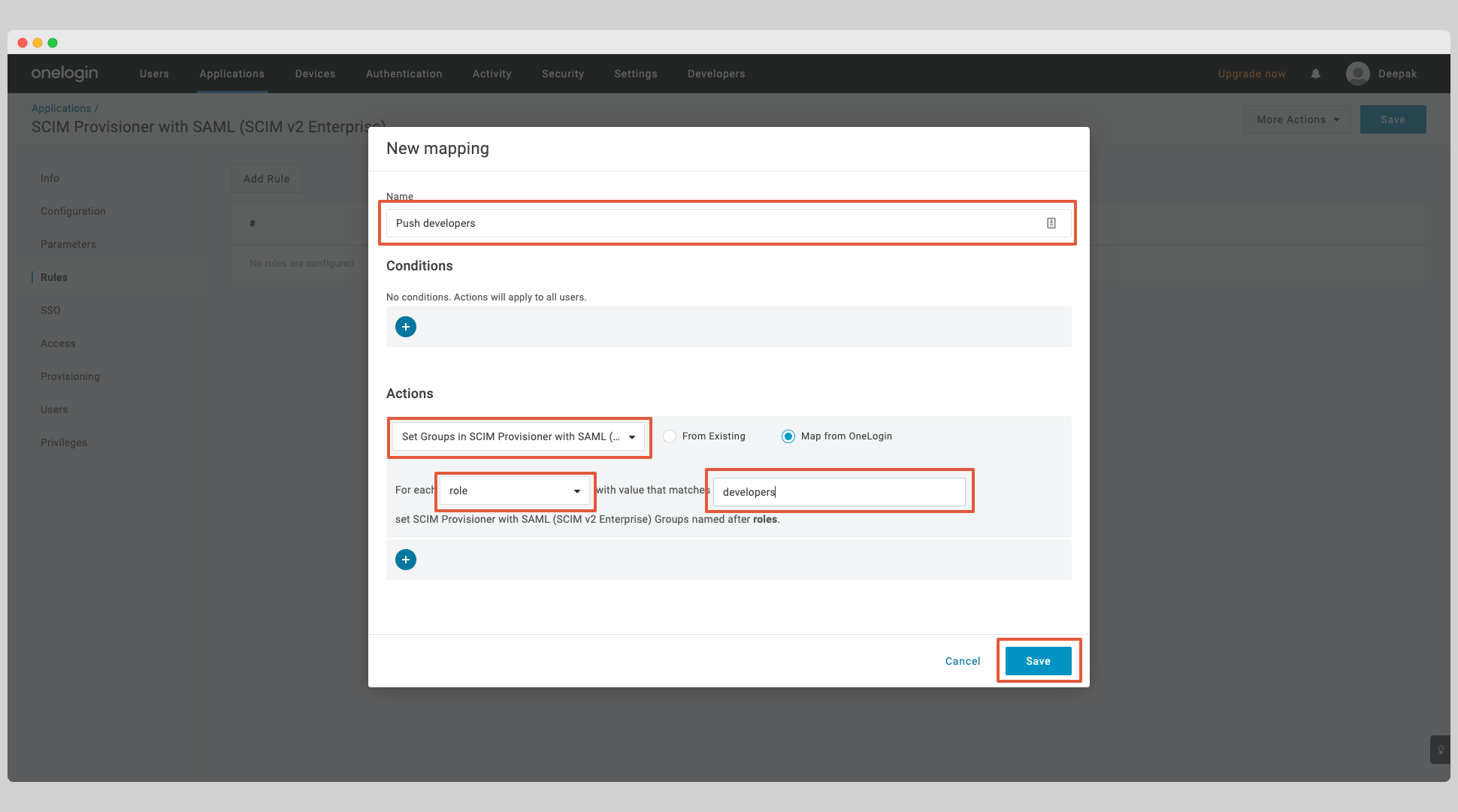 OneLogin SCIM Step 16